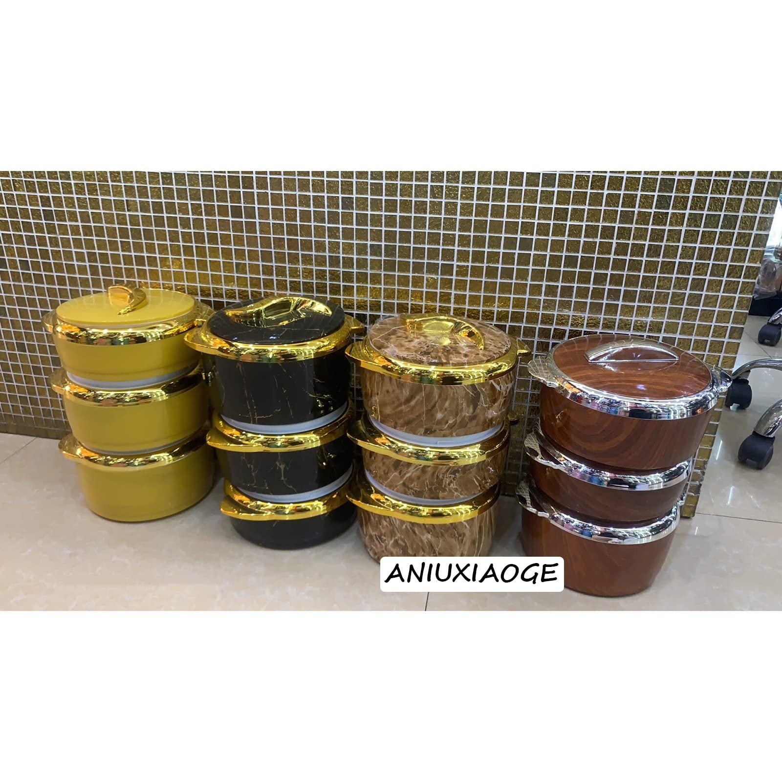 ANIUXIAOGE 3pcs Set 1.5L 2L 2.5L Insulation Box Food Warmer Thermal Insulated Hot Pot Ramadan Event Lunch Box for Wedding Family Party (Color : Yellow)