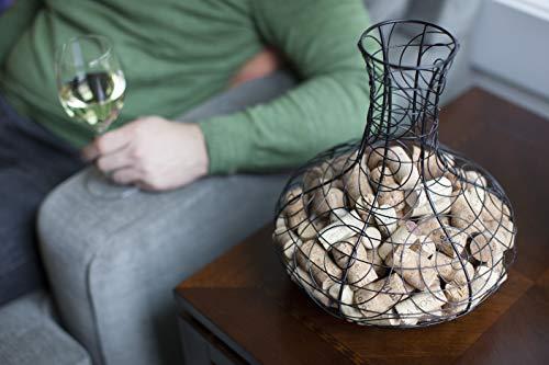 Oenophilia Oenophilia Metal Wine Cork Holder Collector, Wine Decanter Shaped, Black, Table Décor, Holds 200 Corks