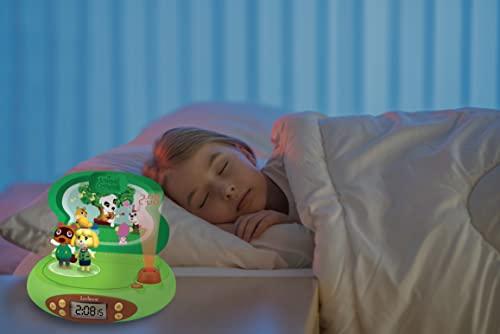 LEXiBOOK LEXIBOOK Nintendo-Animal Crossing Projector Alarm Clock for Kids-with Night Light and Time Projection to The Ceiling, Sound Effects, Boys, Girls, Green