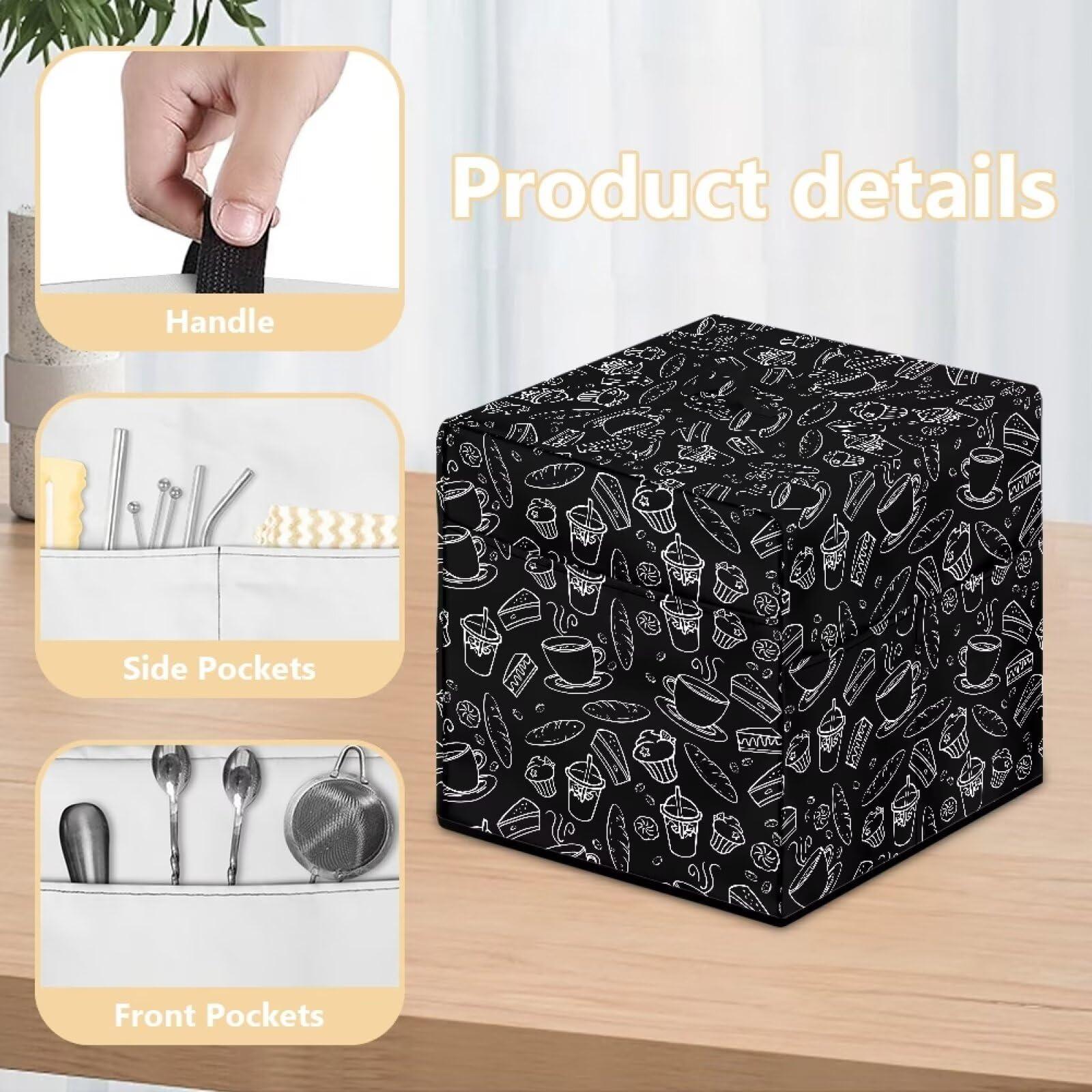 HUISEFOR HUISEFOR Coffee Style Cocktail Machine Dust Cover Foldable Cocktail Maker Covers with Pocket for Kitchenware and Recipes Cocktail Hood Cocktail Machine Cover Kitchen Accessories