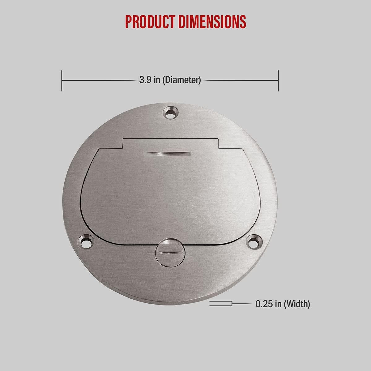 ENERLITES Enerlites 975502-S 4'' Hinged Floor Box Cover Flange, 20A Duplex Tamper-Weather Resistant Receptacle, Nickel Plated Brass