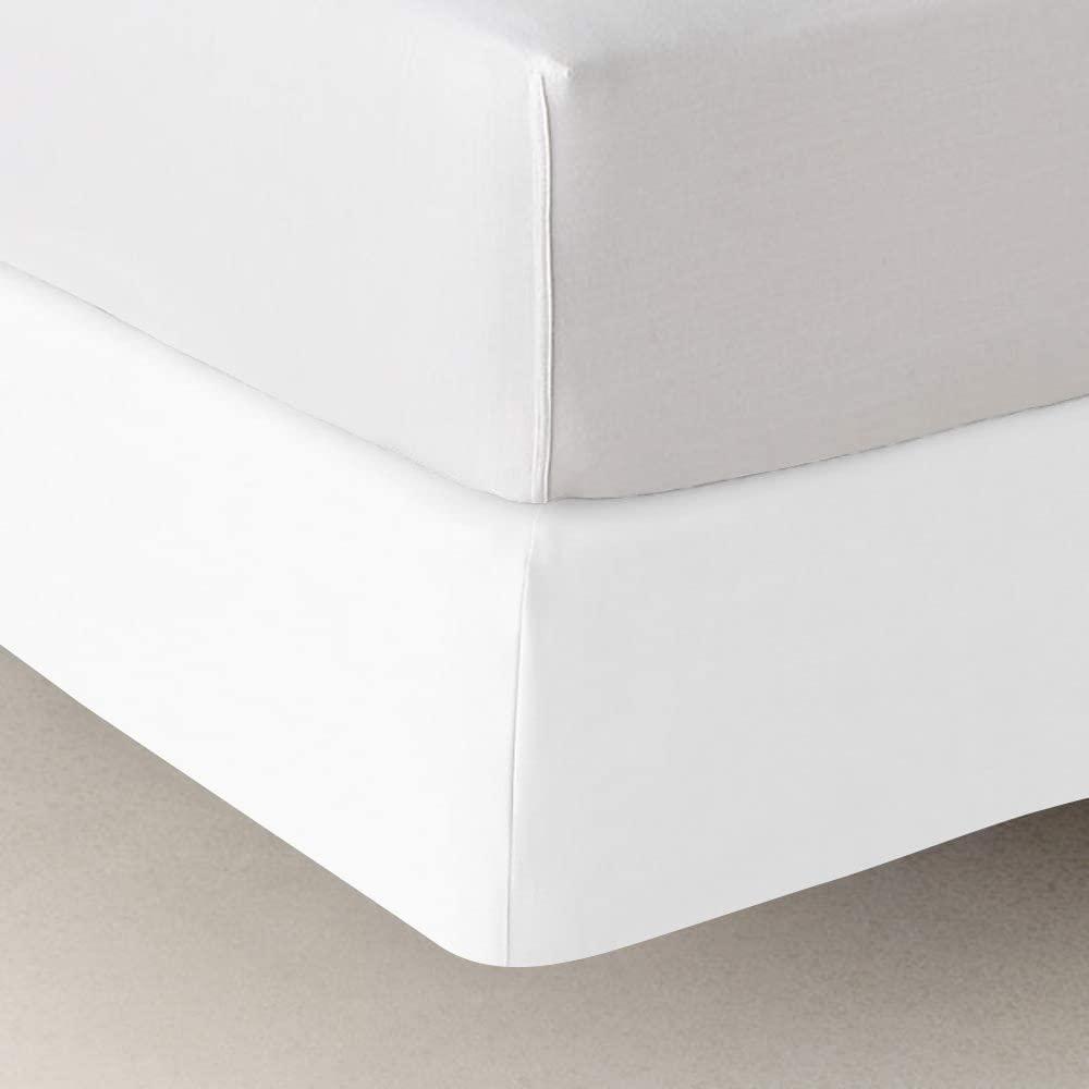 Protocott Protocott Box Spring Cover Full Size - 100% Egyptian Cotton Wrap Around 4 Sides Bed Skirt for Hotel & Home, Fits Luxury Super Soft Box Springs up to 14 - Full, White
