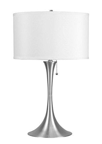 HONGVILLE Hongville HV TLAMP 6272T Painted Base with Fabric Shade Table Lamp, Silver