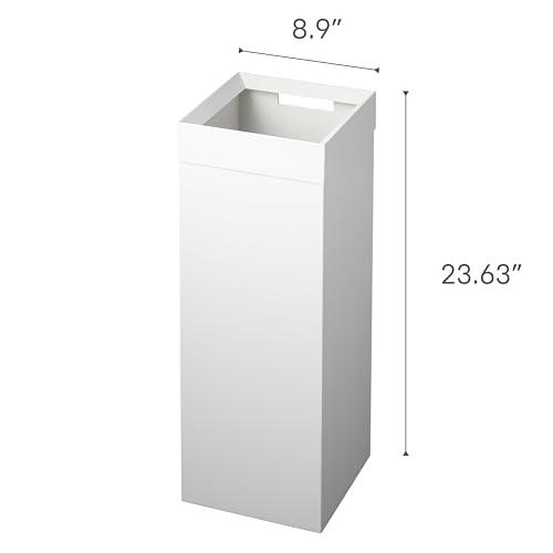 YAMAZAKI Yamazaki Home Tower Tall Trash Can - Modern Garbage Waste Basket With Handle For Kitchen Bathroom Office - Steel - 7.25 Gallons, 27 Liters