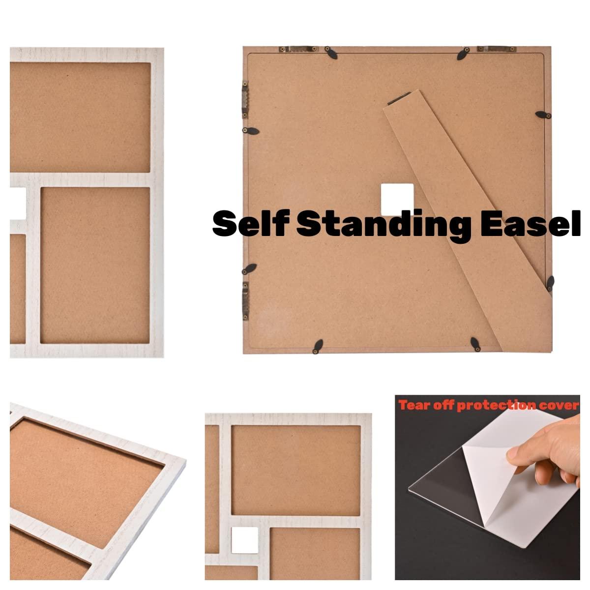 MONT PLEASANT MONT PLEASANT Collage Picture Frame 5x7 4-Opening Rustic Farmhouse Collage Photo Frames 4X6 with Mat Family Muti Frame for Wall Decor Hanging or Tabletop Display White