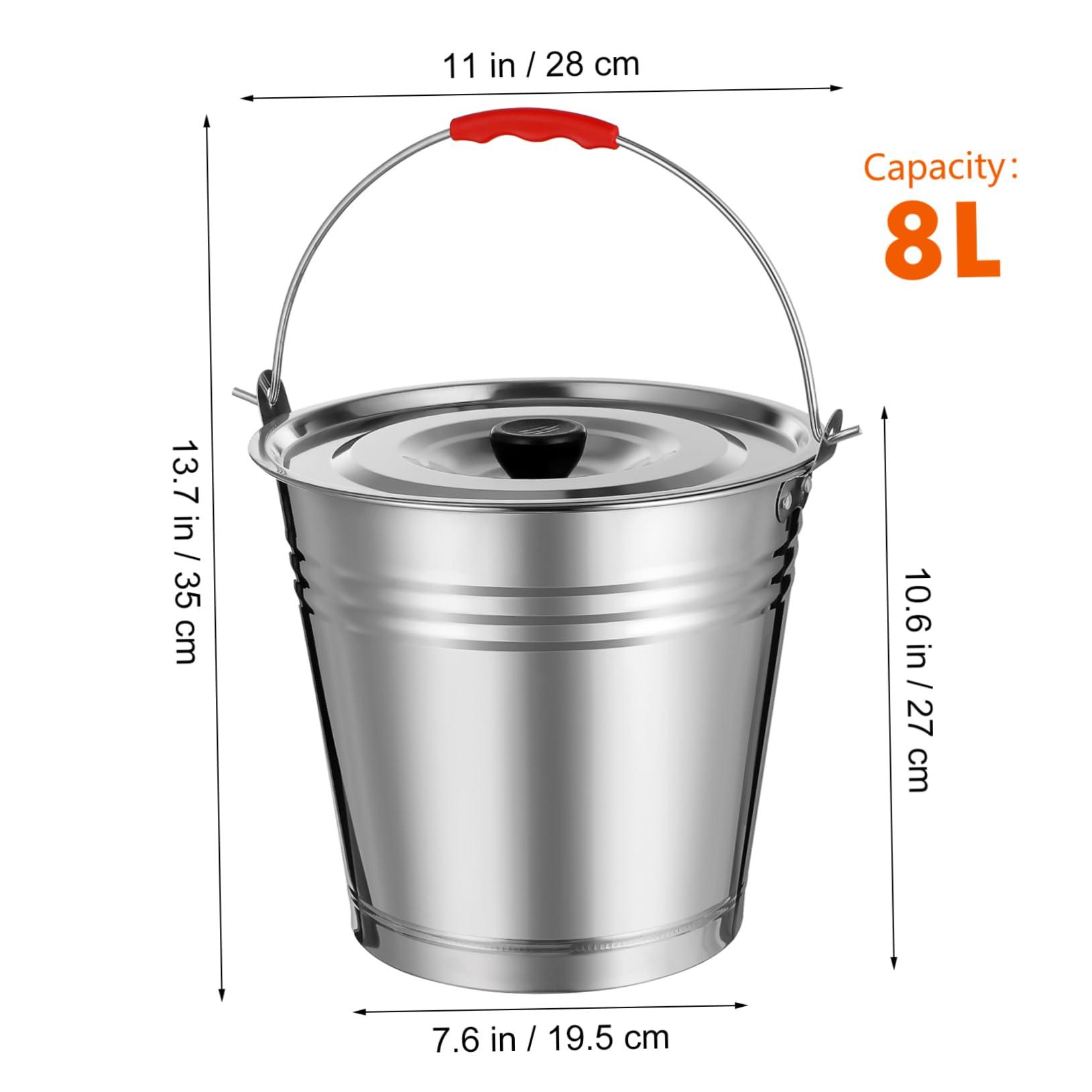 Cabilock Cabilock Ash Bucket with Lid Stainless Steel Fire Pit Ash Pail Large Capacity Outdoor Coal Bucket for BBQ