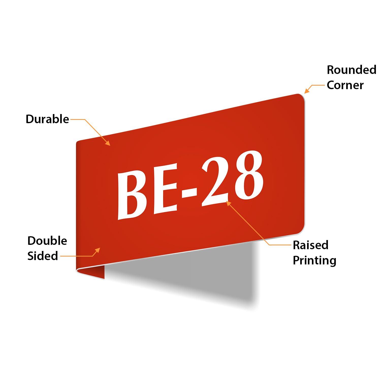 SmartSign SmartSign Horizontal Warehouse Aisle Sign - Custom, 4 x 8 inch, 2-Sided L-Shaped Engraved Markers for Racks/Shelves/Walls/Corridors, ABS Plastic, Pre-drilled Holes, Choose Color, Made in USA