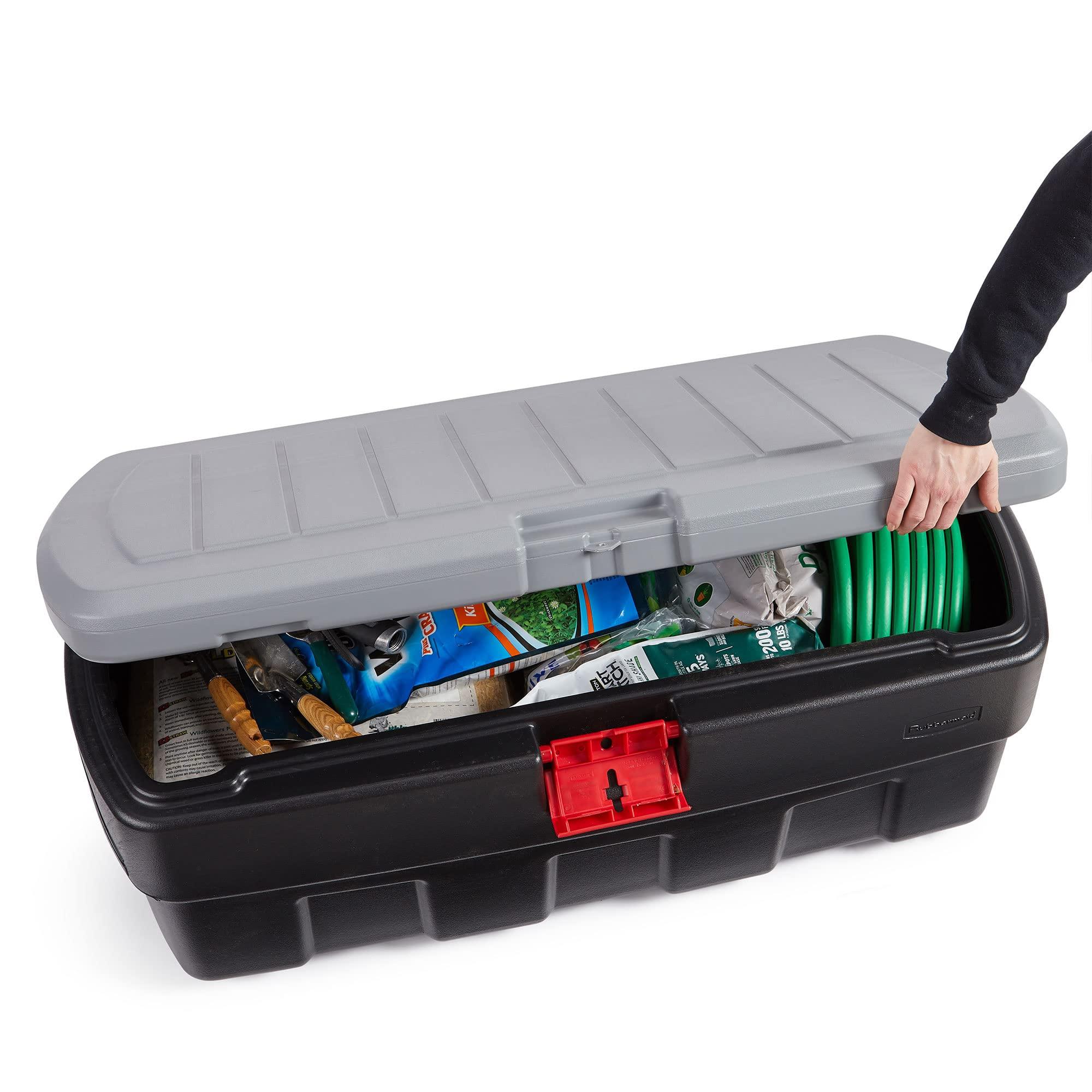 Rubbermaid Rubbermaid 48 Gallon Black Action Packer Lockable Latch Indoor and Outdoor Storage Box Container for Home, Garage, Backyard, Single