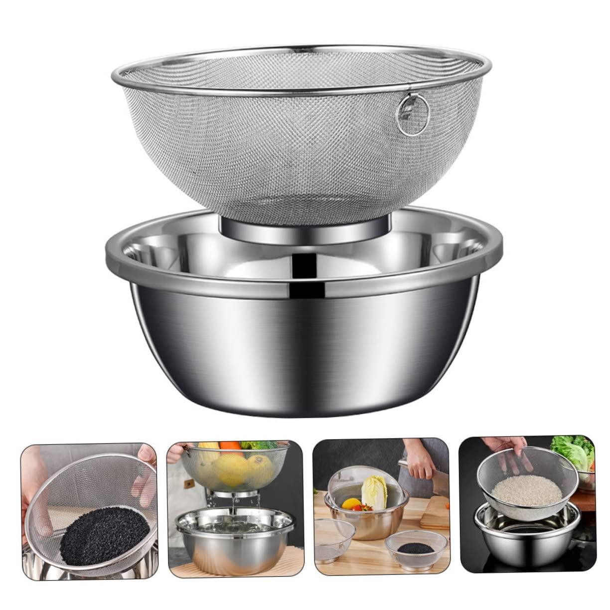 NAMOARLY NAMOARLY Rice Cleaning Strainer Fine Mesh Strainer Bowl Vegetable Fruit Cleaning Basket 2-in-1 Rice Washing Bowl with Colander Kitchen Supply