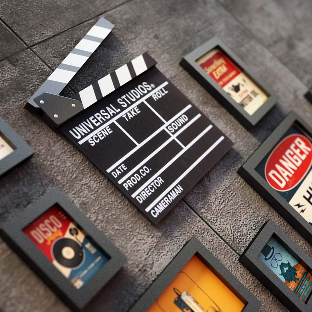 ZXW ZXW Staircase Photo Wall Set, Mix and Match Photo Frames, Decorative Clocks, 16 Photo Frames & 3 Accessories-Black