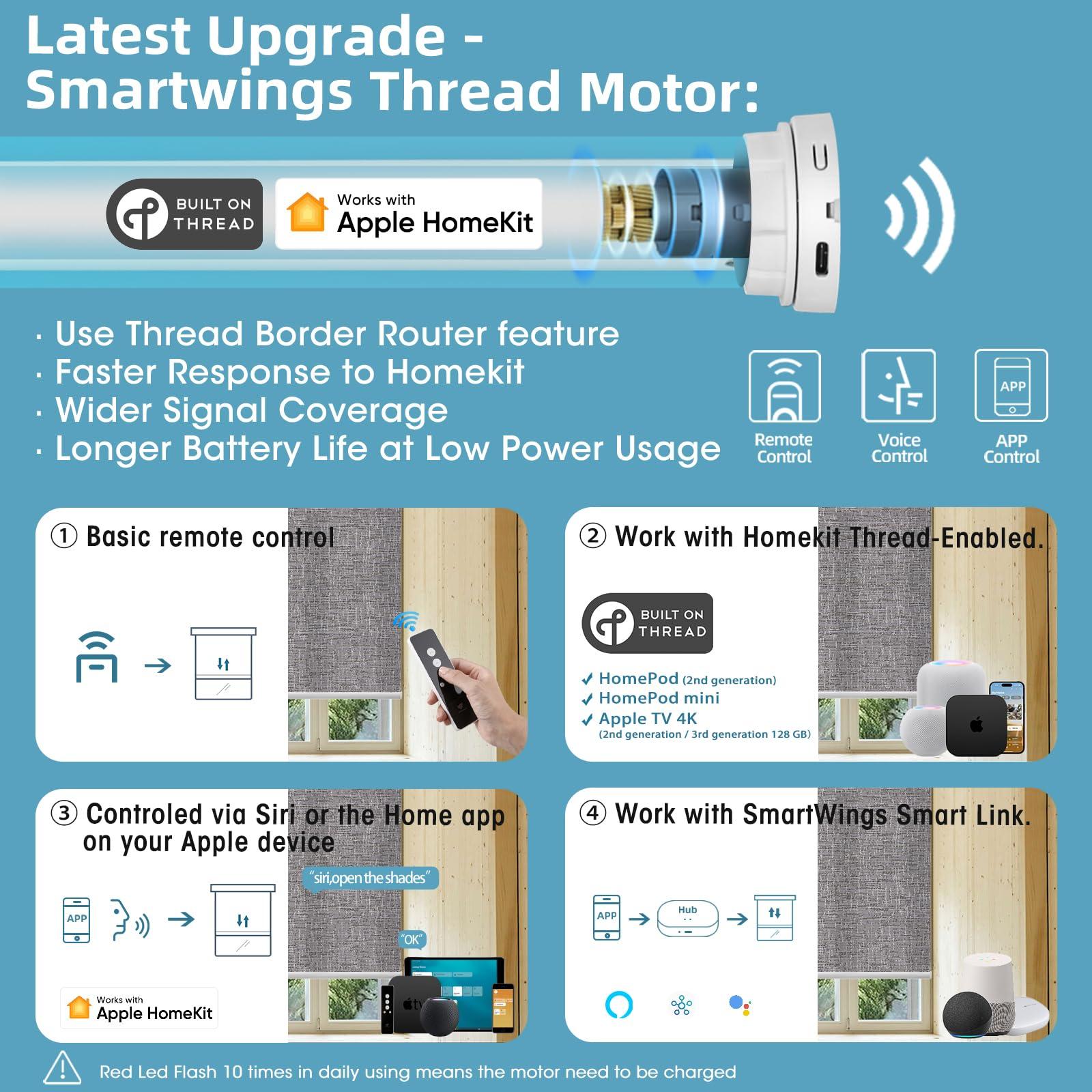 SmartWings SmartWings Motorized Blinds with Remote, Compatible with Homekit Thread-Enabled Shade, Light Filtering Cordless Smart Shade, Electric Automatic Sunscreen Blinds, Customized, Safari Midnight