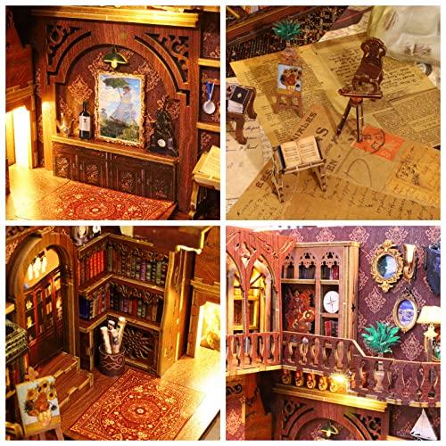 ROCOXIA ROCOXIA DIY Book Nook Kit, Booknook Shelf Insert Book Nook DIY Miniatures Kit Light Up Bookends Book Nooks DIY Dollhouse Bookshelf Insert Kit for Adults (Library of Books)