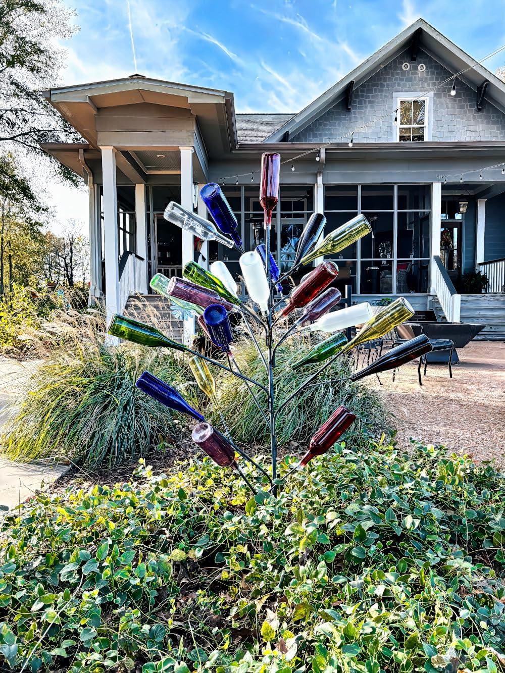 BottleTree The Big Daddy Bottle Tree | Outside Yard Garden Decor | No Assembly Required | Displays 25 Bottles | 5 ft (60\") Tall | Heavy Duty Welded Solid Raw Steel | Unpainted | Made in Mississippi USA