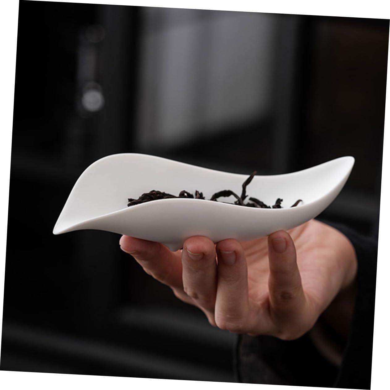 CONGARTENO CONGARTENO 1 Set Tea Spoon Tea Vessel Chinese Tea Tray Loose Tea Leaf Shovel Dosing Cup Tea Presentation Vessel Exquisite Tea Shovel Loose Tea Scoop Small Tea Scoop Niche Zero White Ceramics