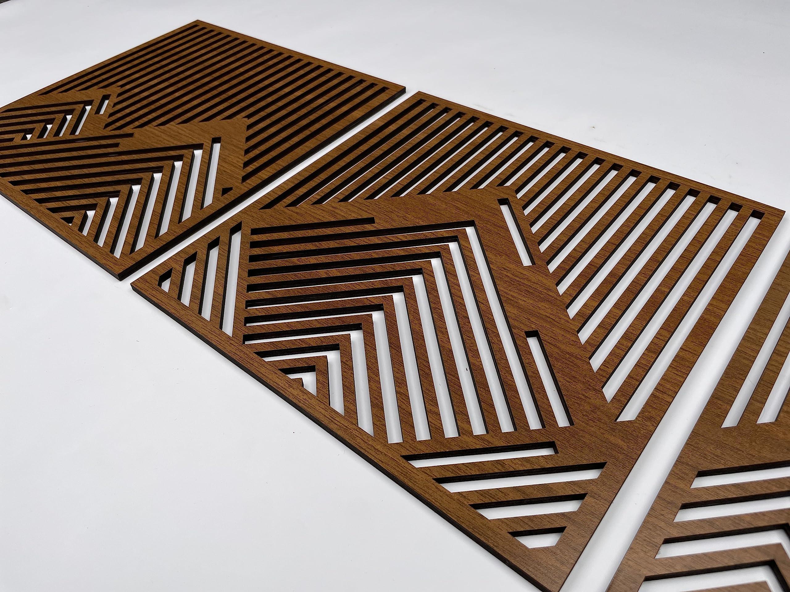 Ent Wood Art Geometric mountain wood wall art decor, 3 piece mountain wooden wall decoration, Large geometric wall art