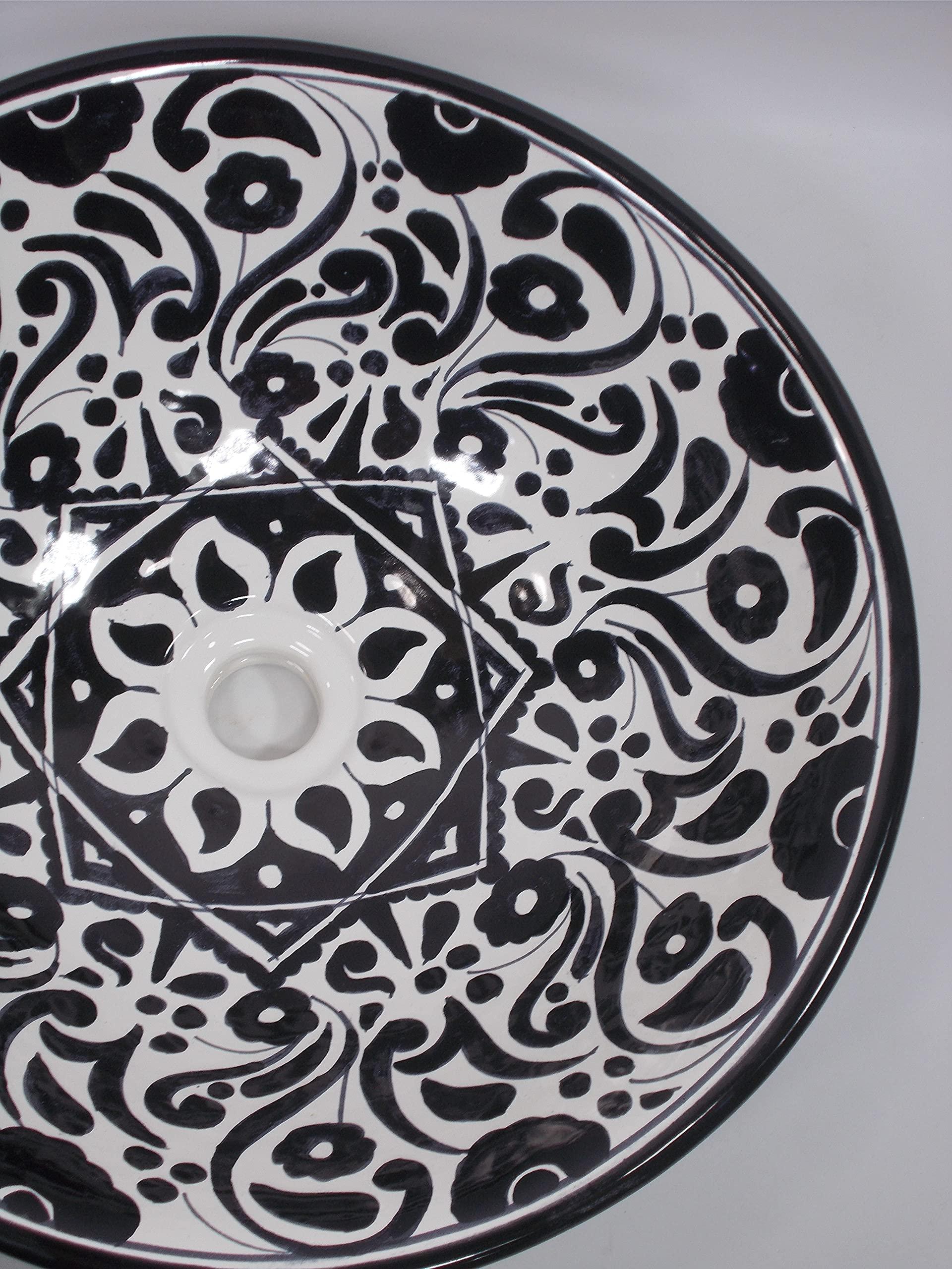 Generic 16\" ROUND TALAVERA SINK ceramic bathroom vessel sink, mexican handmade folk art