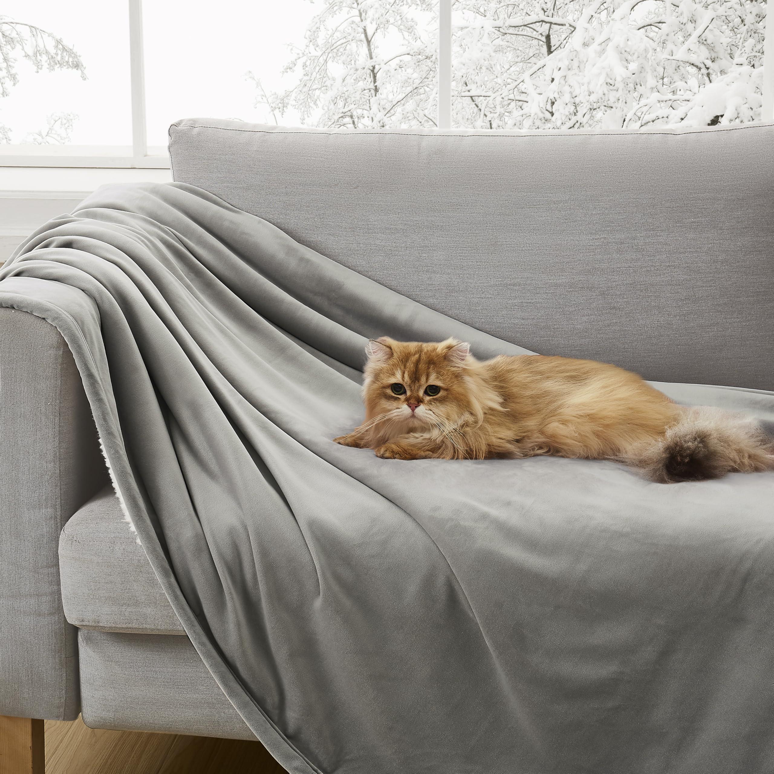 UGG UGG Bliss Throw Blanket Plush Soft Fleece Fluffy Blankets for Bed or Couch Oversized Warm Reversible Machine Washable Medium Weight Home Decor Giftable Throw, 50-inch x 70-inch, Seal Grey