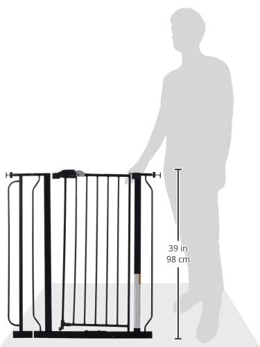Regalo Regalo Easy Step Extra Tall Walk Thru Baby Gate, Bonus Kit, Includes 4-Inch Extension Kit, Pressure Mount Kit and Wall Cups and Mounting Kit, Black, 4 Count (Pack of 1)