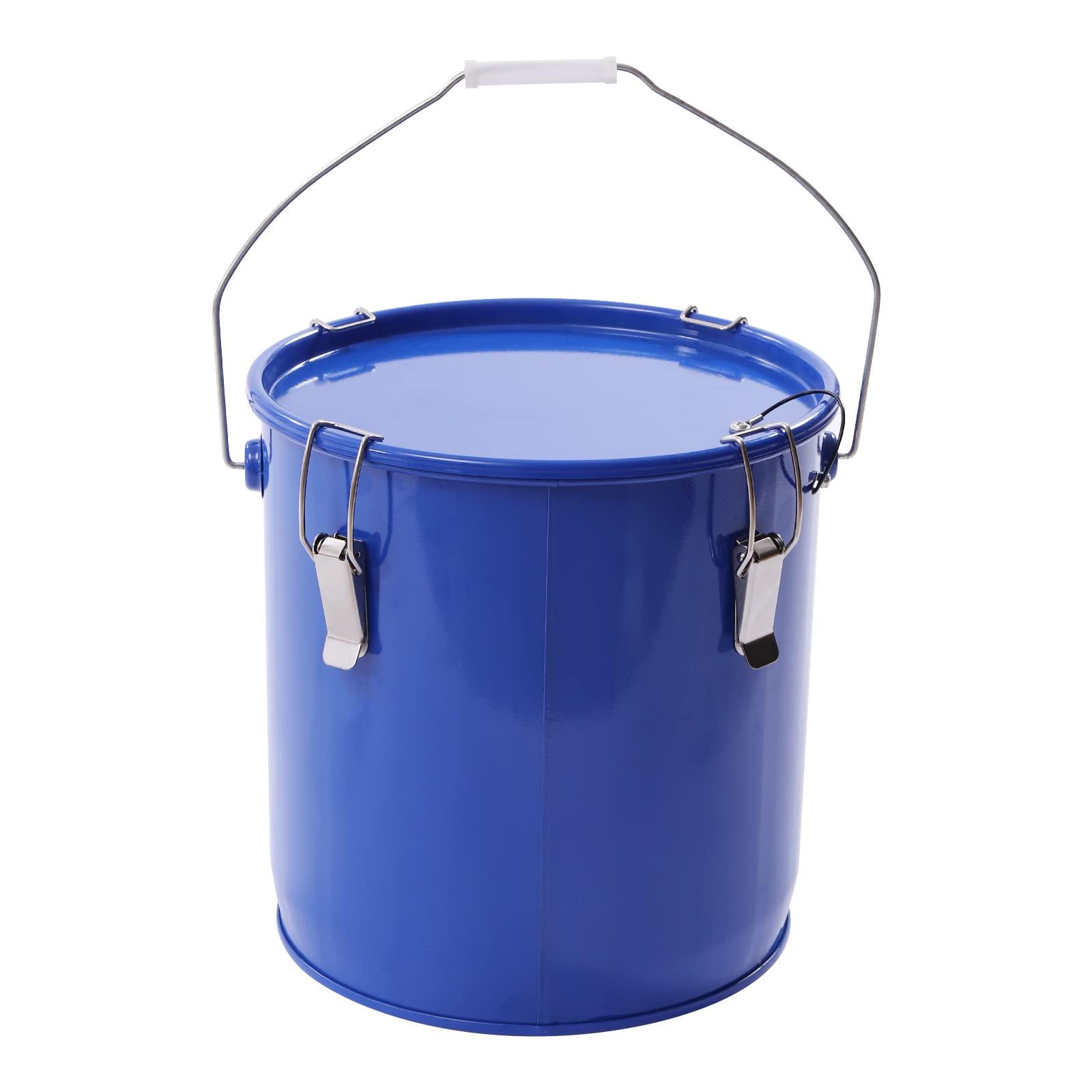 LOYALHEARTDY Fryer Grease Bucket 6 Gal/23 L Grease Disposal Bucket Oil Filter Pot Oil Disposal Caddy Steel Fryer Oil Bucket w/Lid & Lock Clips Oil Caddy w/Filter Bag Oil Transport Container, Blue