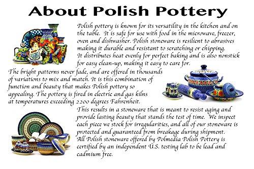 Polmedia Polish Pottery Polish Pottery 8-inch Oval Baker with Handles made by Ceramika Artystyczna (Eternal Winter Theme) + Certificate of Authenticity