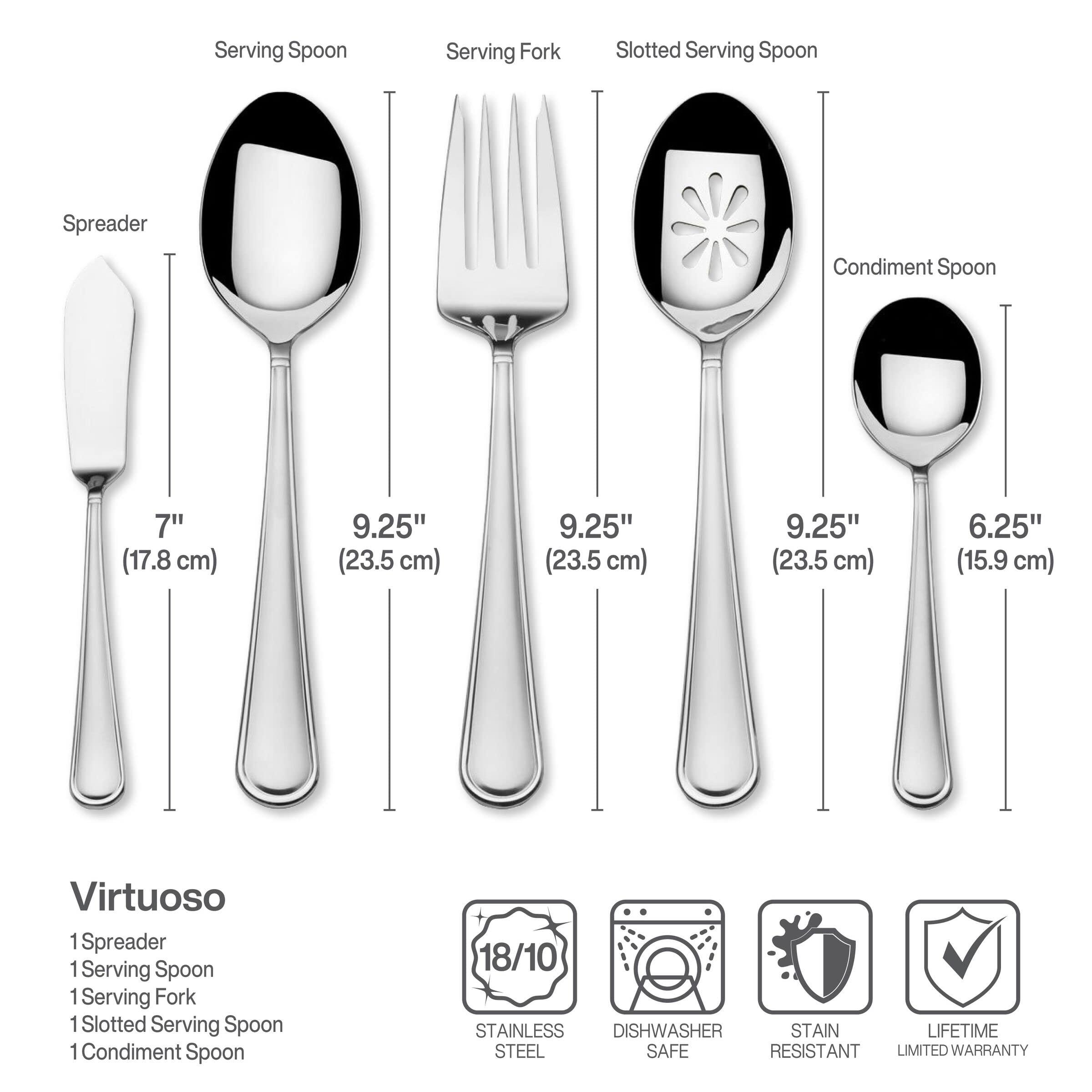 Mikasa Mikasa, Virtuoso Flatware Service for 12, 65 Piece Set, 18/10 Stainless Steel, Silverware Set with Serving Utensils