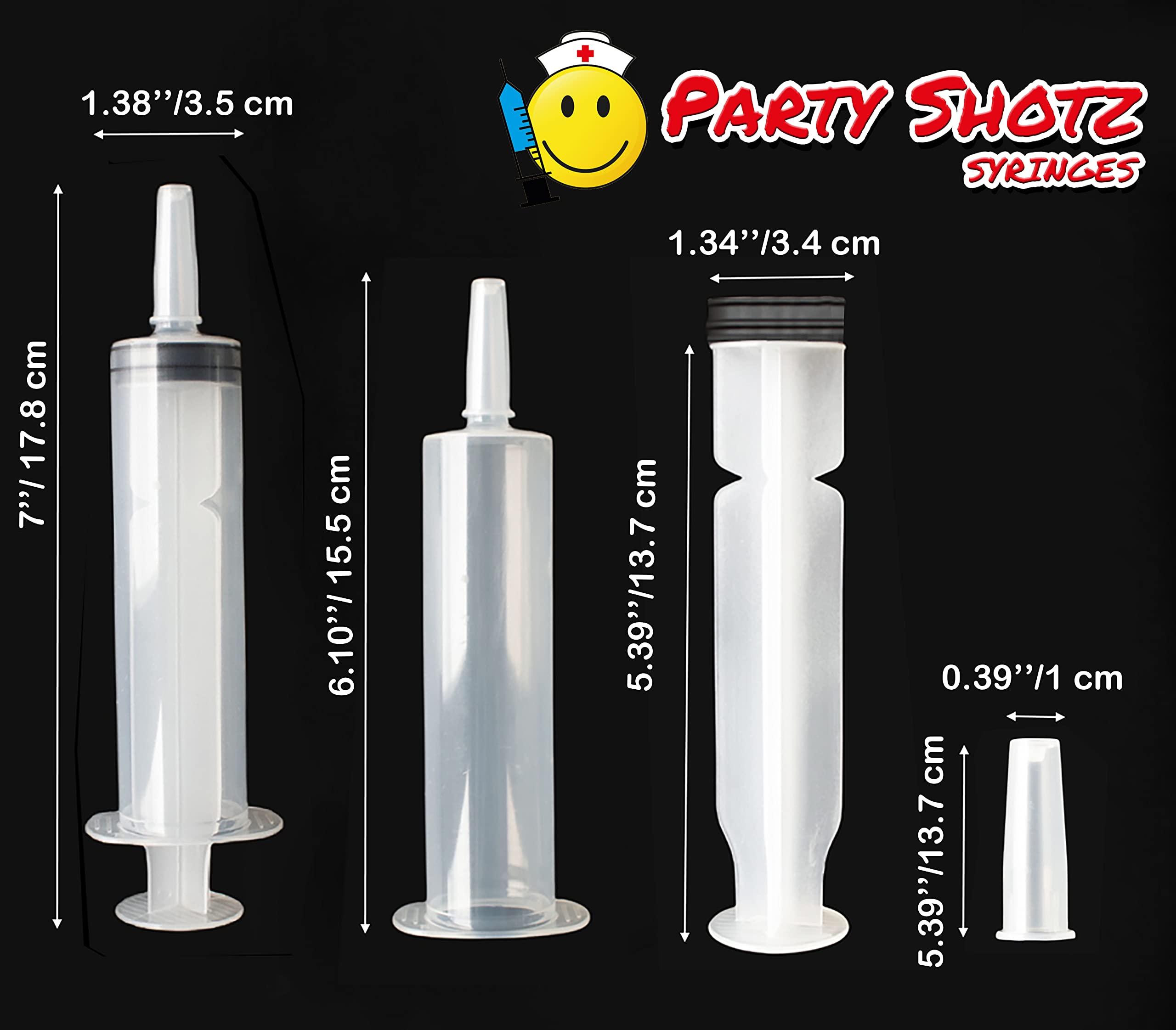 Party Shotz Party Shotz Jello Shot Syringes (Large 2oz with CAPS) Plastic Reusable Shots for Halloween, Christmas, Thanksgiving, Bachelorette Parties Favors - 60ml (2oz Jello Syringes, 50)