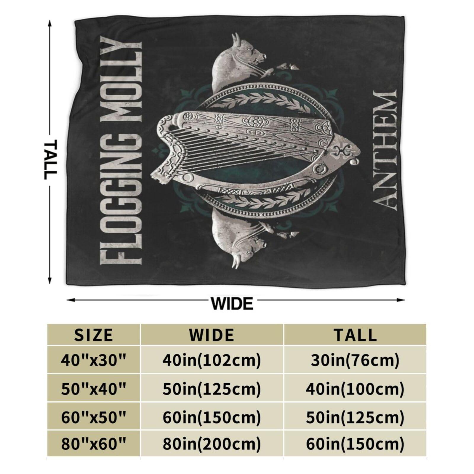 UWECOLORS Flogging Punk Music Molly Band Throw Blanket Ultra Soft Plush Bedding Cozy Flannel Blankets Perfect for Sofa Couch Bed Bedroom Decorations 50\"X40\"