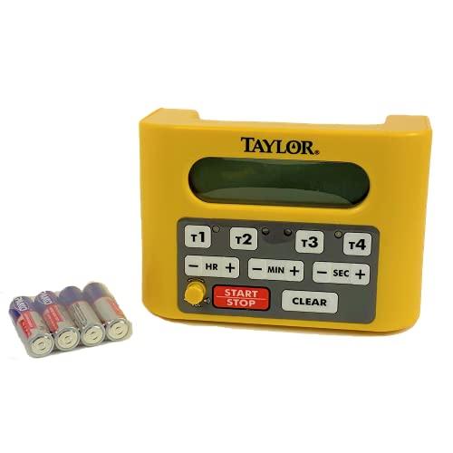 Taylor Taylor Precision 5839N Digital Timer, 4 Event Channel, 4.5' x 6.25', 10 -Hour for Commercial Kitchens, Yellow