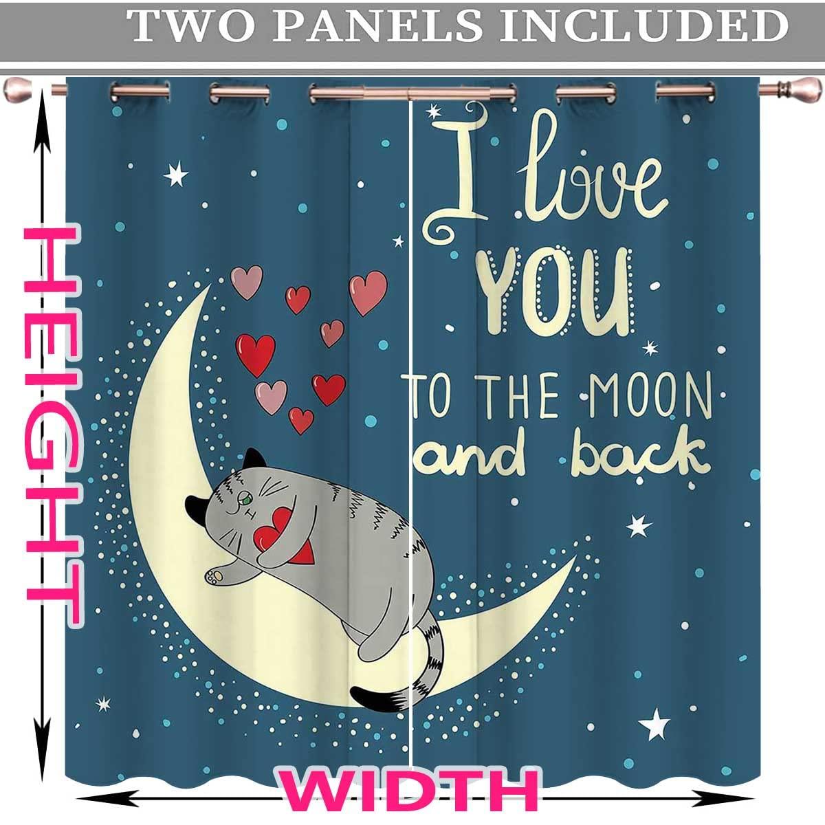 HomeLoft Basics I Love You Window Curtains Bedroom 2 Panels Slate Blue Warm Taupe Pale Yellow Drapes Curtains Dark Room Decor (W) 85 X (H) 108 Inches