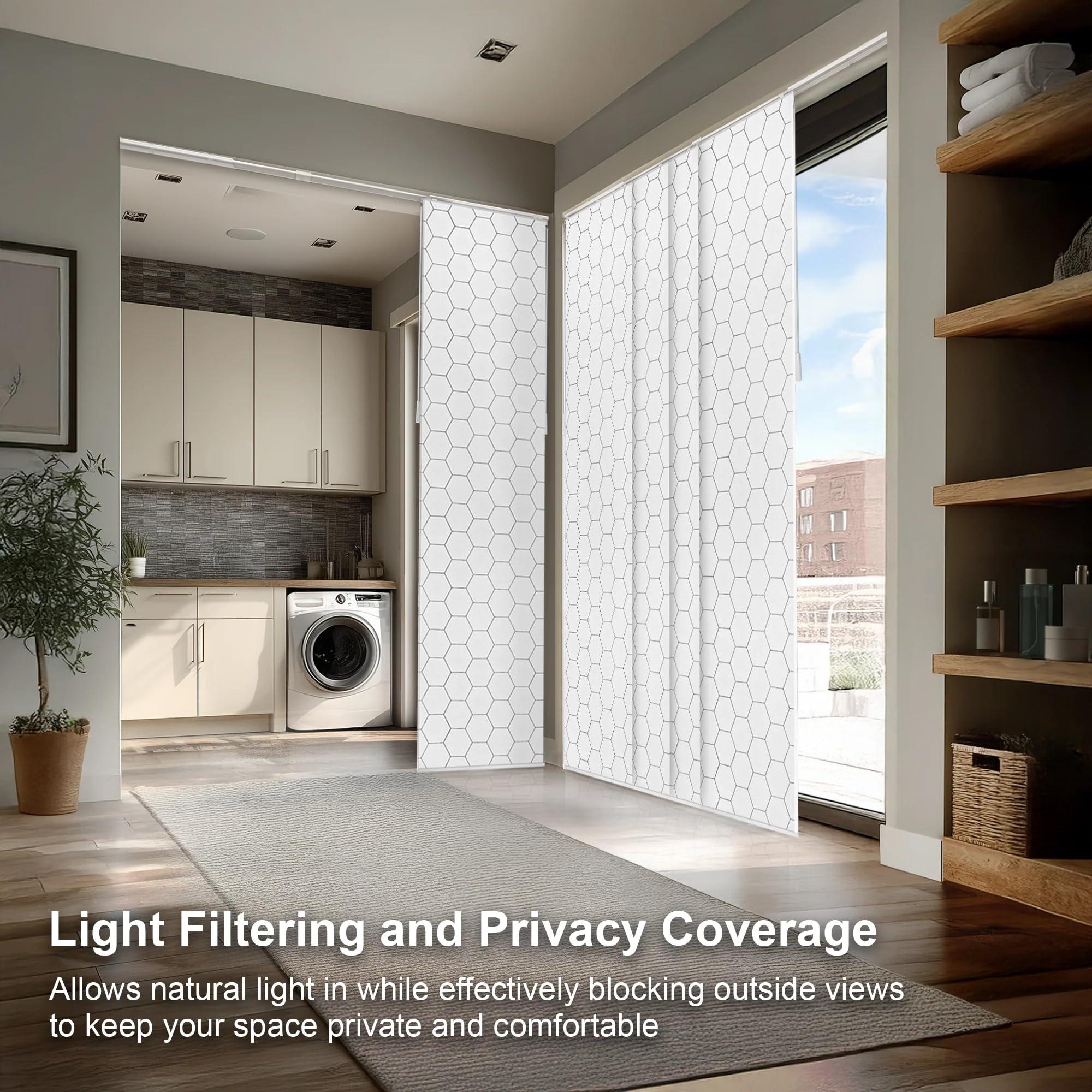 CHICOLOGY CHICOLOGY Sliding Door Blinds, Blinds for Sliding Glass Doors, Sliding Glass Door Blinds, Vertical Blinds for Patio Doors, Room Divider, Hexagon, W:46-86 x H: 0-96 inch