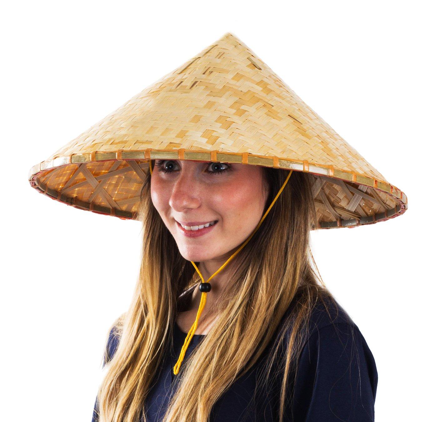 Funny Party Hats Funny Party Hats Asian Conical Hat - Rice Farmer Hat With Bamboo Design