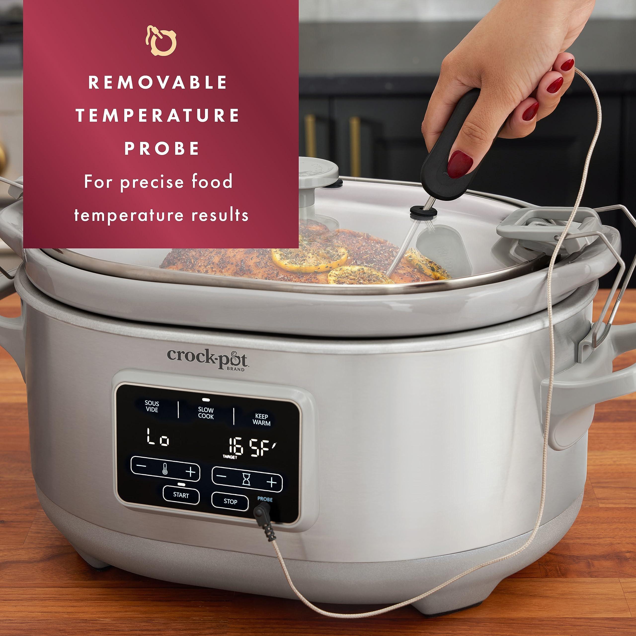 Crock-Pot Crockpot Programmable 7-Quart Cook & Carry Slow Cooker with Sous Vide, Stainless Steel