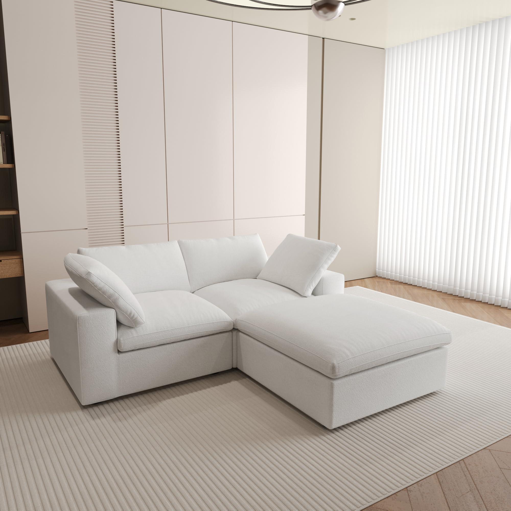 WJShome Cloud Modular Sectional Sofa,80.3\" Down Filled Comfort Sofa Couch for Living Room,2 Seater+ 1Ottoman Couches for Livingroon Apartment,Sofa Cover Washable and Replaceable