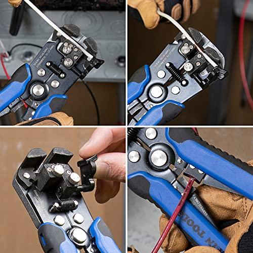 Klein Tools Klein Tools 11061 Self-Adjusting Wire Stripper / Cutter, Heavy Duty, for 10-20 AWG Solid, 12-22 AWG Stranded, and Romex Wire 12/2 and 14/2