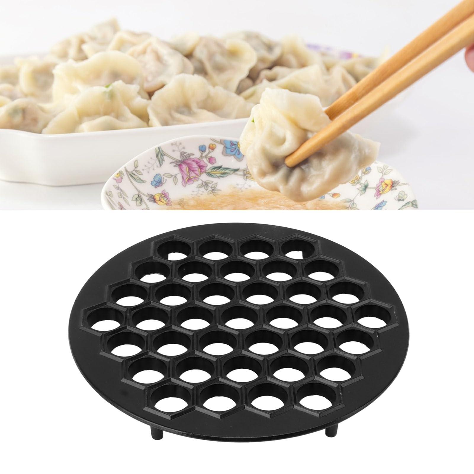 Zerodis 37 Holes Russian Pelmeni Maker, Aluminum Alloy Pelmeni Maker Pelmeni Meat Dumplings Maker Kitchen Supplies (Black)