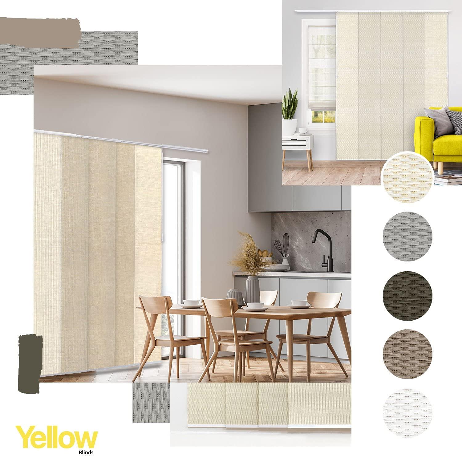 YELLOW BLINDS Adjustable Panel Track Blinds for Sliding Glass Door, 46"-86" W x 0-96" H, Trimmable Vertical Blinds for Patio Doors, Open Spaces and Room Dividers, Light Filtering, Wilshire Beige, by YELLOW BLINDS