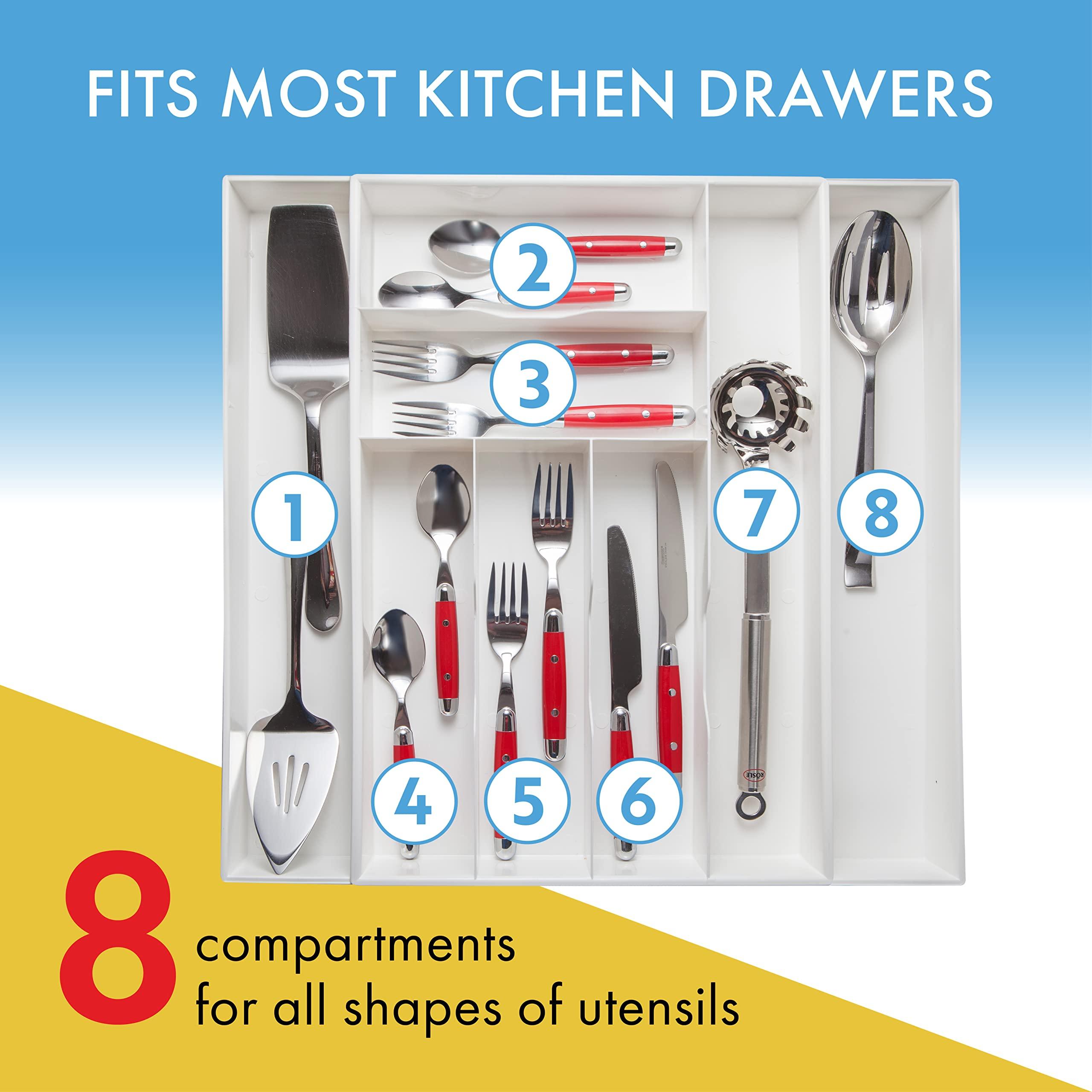 Dial Industries, Inc. Dial Industries Expandable Silverware, Utensil and Cutlery Kitchen Drawer Organizer Tray, Extra Wide