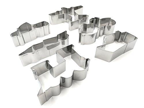 JOKUMO JOKUMO Transportation/Vehicle Cookie Cutters Set 6 PC High Grade 430 Stainless Steel Truck, Formula car, Train, Airplane, Motorcycle and Ferry