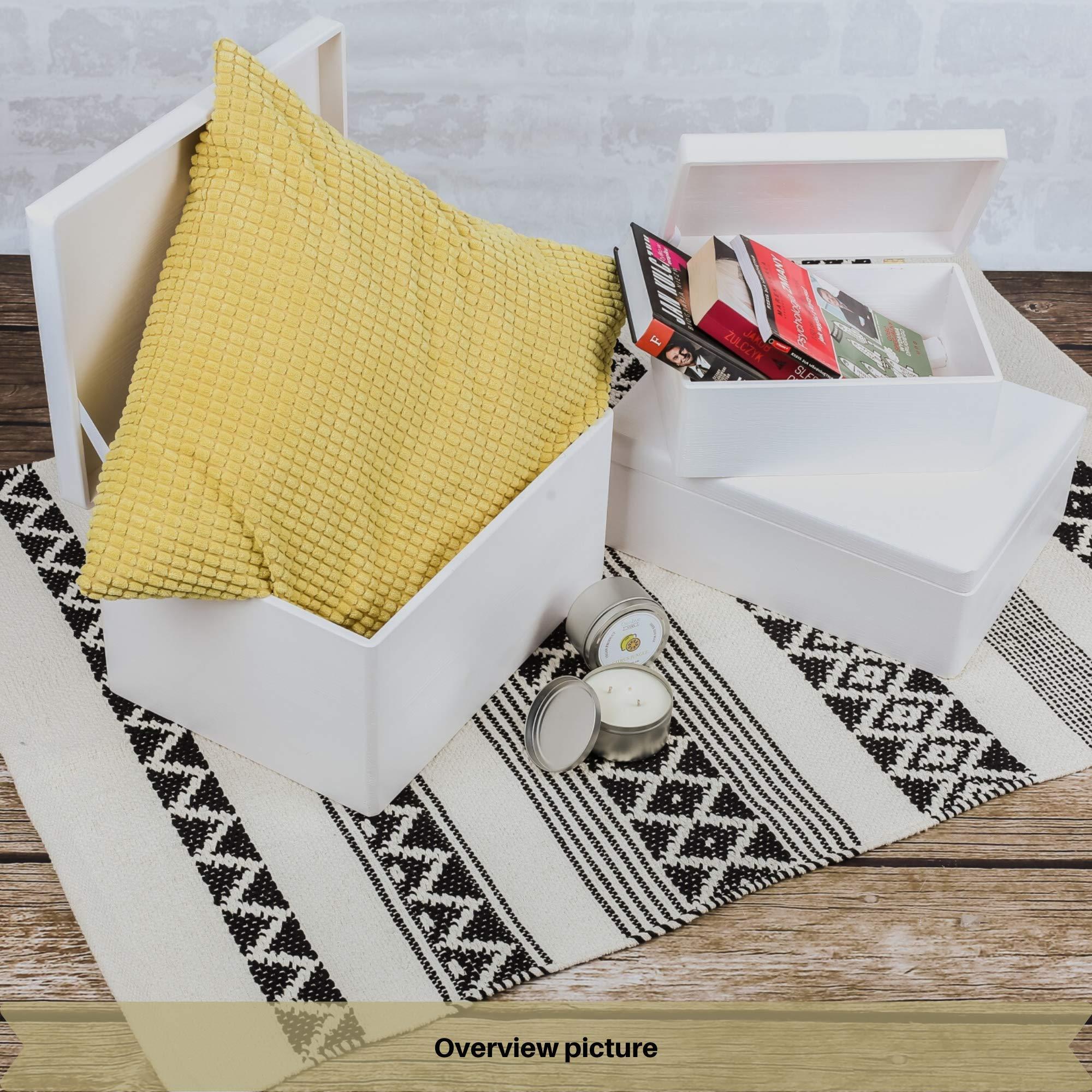 Creative Deco Creative Deco Large White Wooden Box Storage with Hinged Lid | 15.8 x 11.8 x 9.44 inches (+-0.5) | Gift Box for Tool Dog Toy Shoes Clothes Kitchen Storage Document | Wood Keepsake Chest