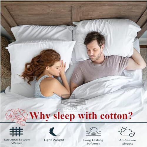 Cottington Lane Extra Long Twin XL Sheets Dorm-Twin XL Sheets-Cotton Bed Sheets Twin XL Size-College Dorm Room Bed Sheets Twin XL-16 Inch Deep Pocket Twin XL Fitted Sheet with Elastic All Around(White)