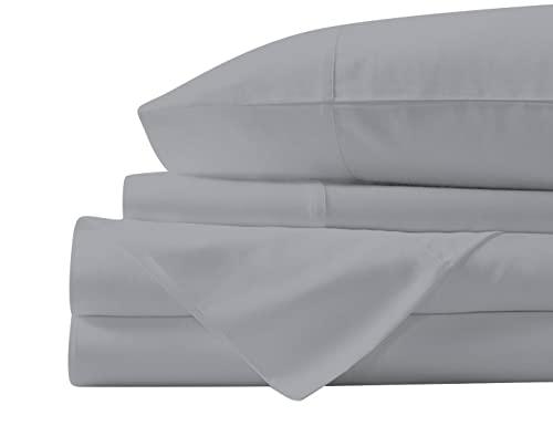Kings Loft Luxury Waterbed Sheets King/Cal-King Size 800 Thread Count 100% Cotton 4 Peice 6 Inches Deep Pocket Attached Waterbed Sheet Set in Solid (Silver, King/Cal-King)