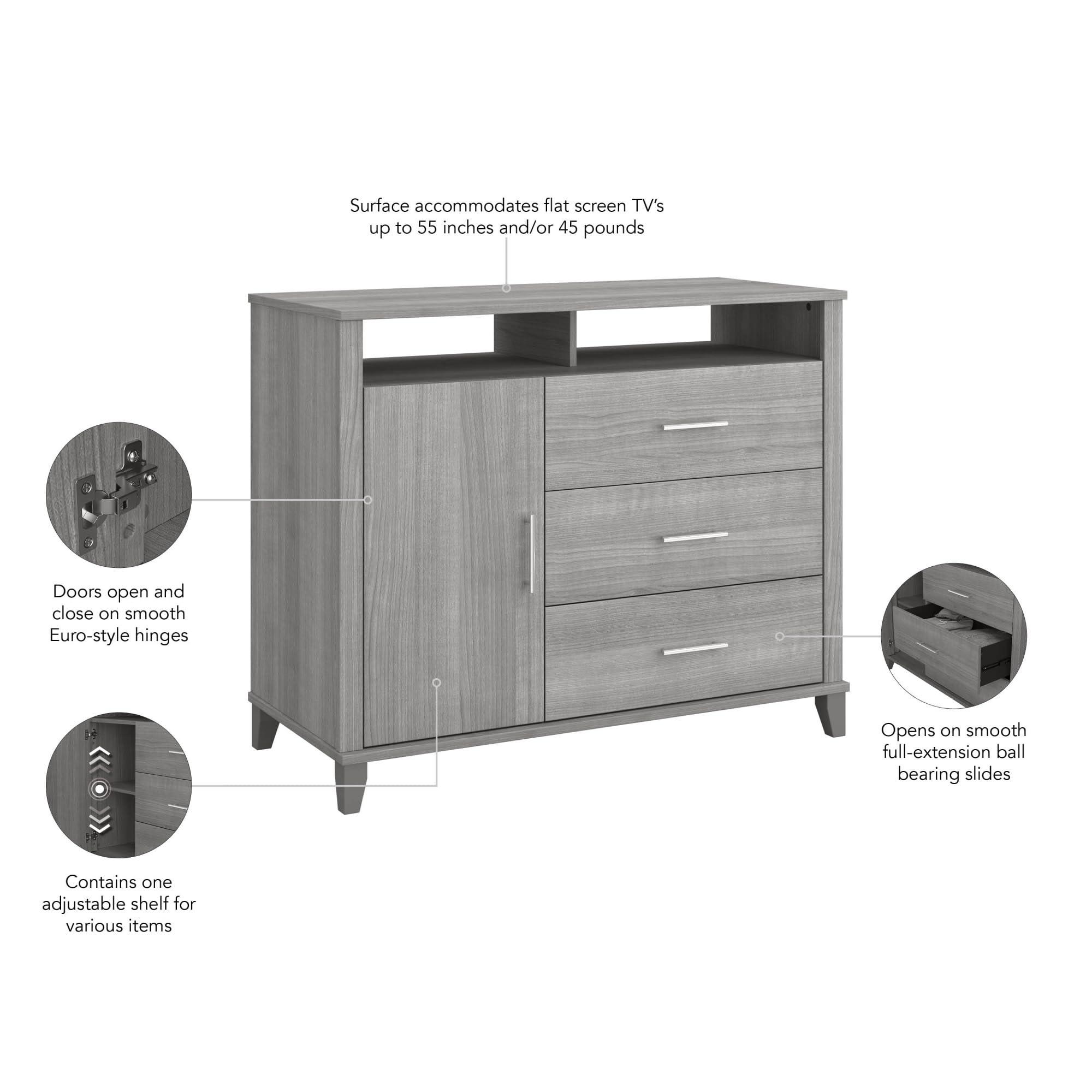 Bush Business Furniture Bush Furniture Somerset Tall TV Stand with Storage in Platinum Gray