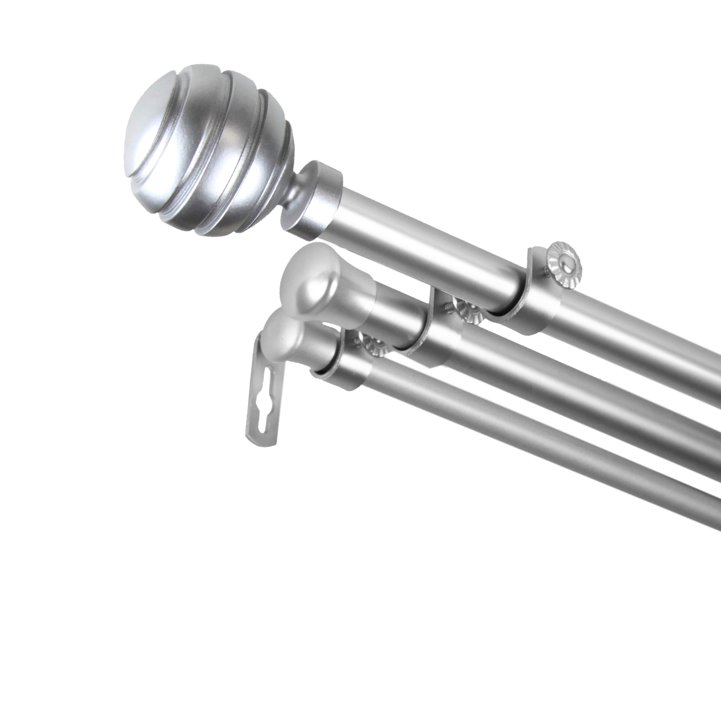 Rod Desyne Rod Desyne Dina 13/16" Triple Curtain Rod, 28-48 inch, Satin Nickel