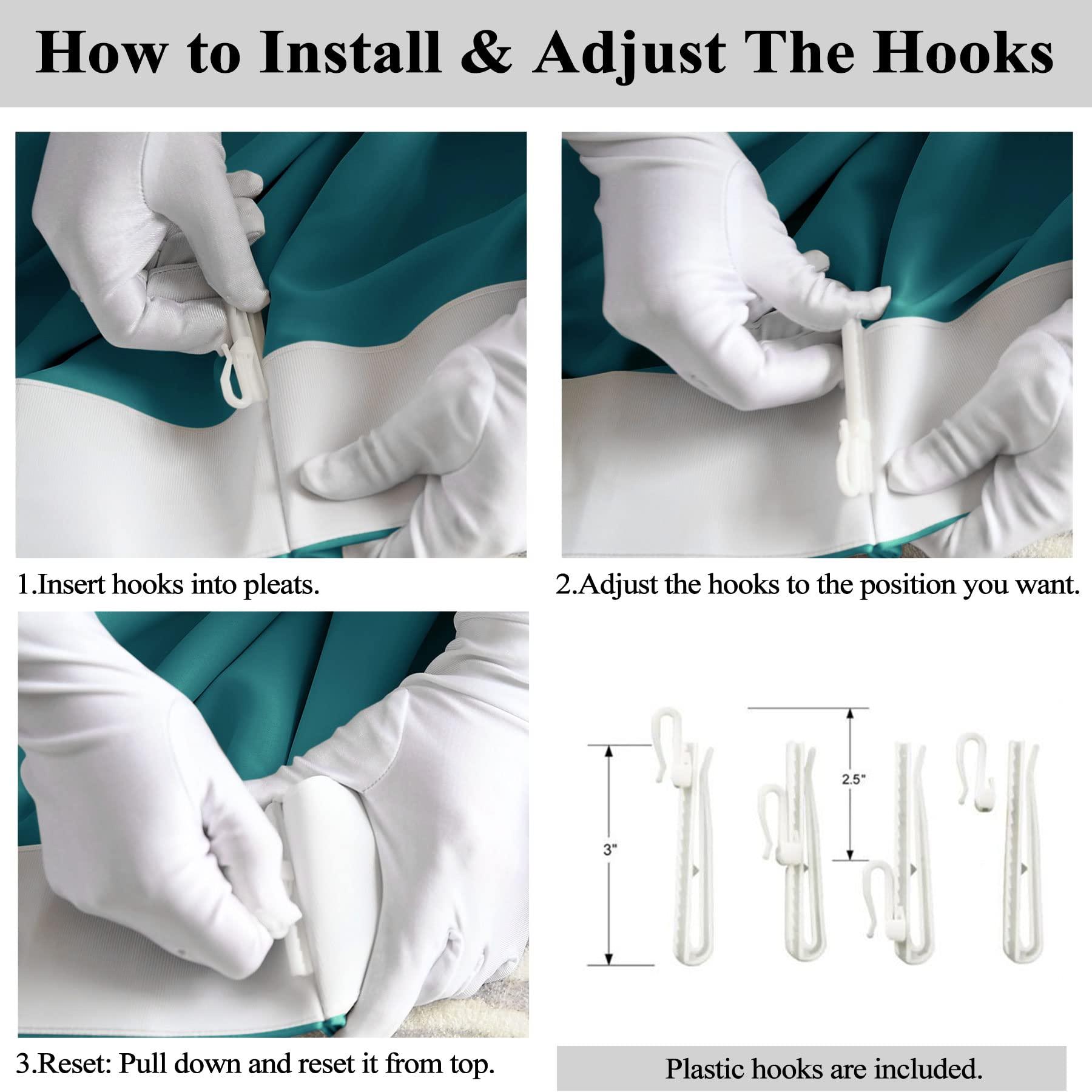 Frelement Frelement Blackout Curtains Pinch Pleat Curtains for Traverse Rod and Track 144 Inches Extra Long Curtains for Tall Windows Privacy Thermal Insulated Drapes, 50" W x 144" L, 2 Panels, Turquoise