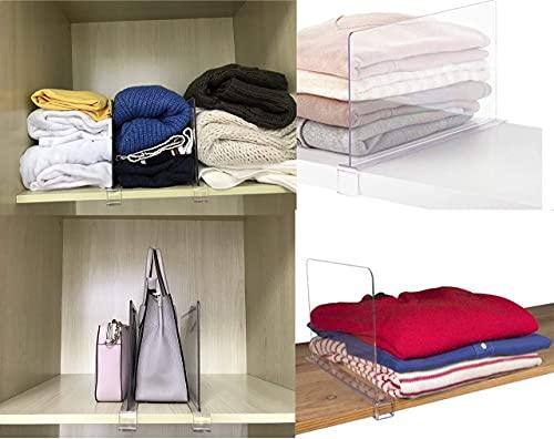 Cq acrylic Acrylic Closet Shelf Dividers - Clear Organizer for Wood Shelves,Purses and Clothes Separation,Ideal for Kitchen and Bedroom Storage,Sweater Dividers, Handbag and Clothing Organizer,Pack of 6