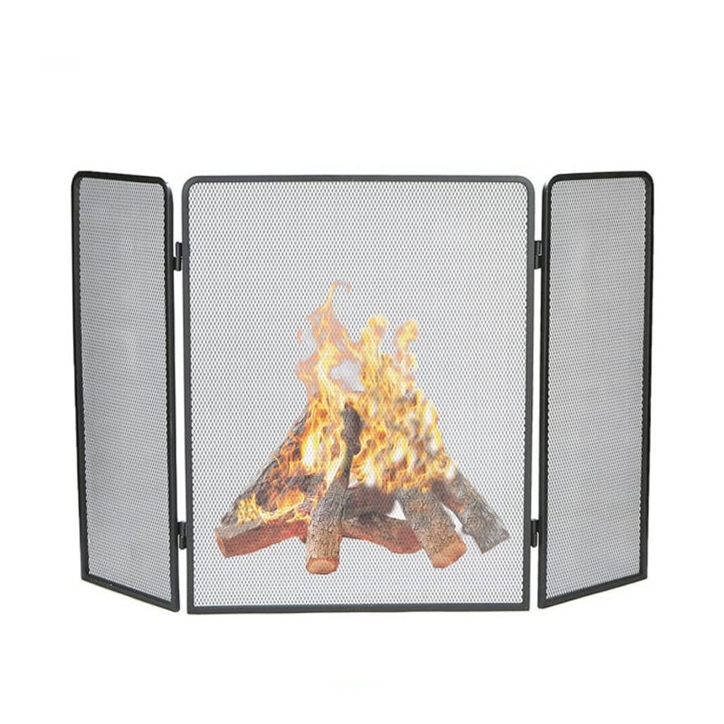 RsFiL Fire Screen/Spark Fire Guard Simple and Modern Fireplace Screen with Net Three Fold Household Simple Fireplace Decoration Partition Spark Guardrail Folding Fire Cover Fireguard