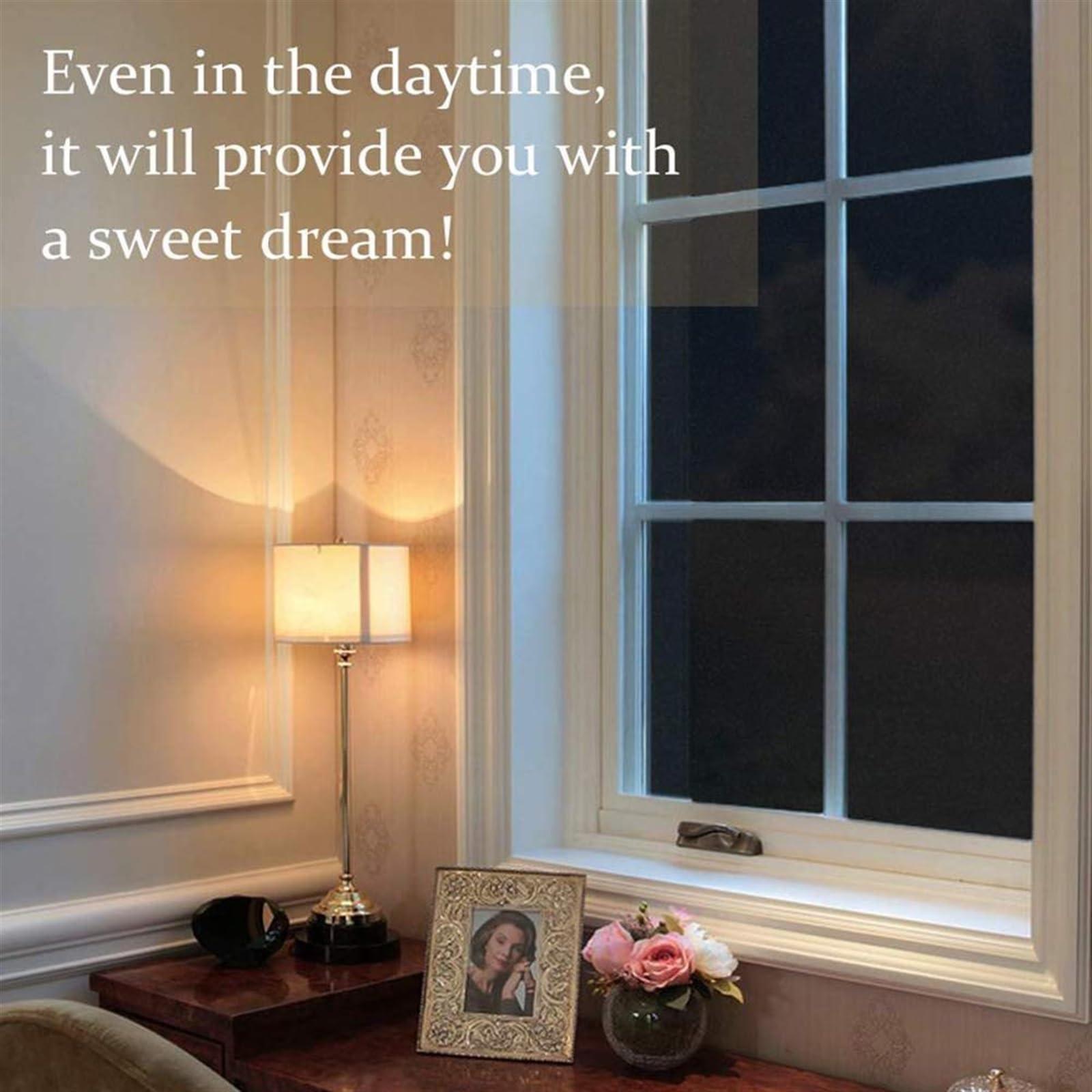 CLoxks Window Films Removable 100% Light Blocking Static Total Blackout Window Film Privacy Room Darkening Window Tint Black Window Sticker Window Privacy (Color : 60x100cm)