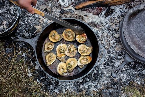 Lodge Lodge 13-1/4 Inch Cast Iron Pre-Seasoned Skillet Signature Teardrop Handle - Use in the Oven, on the Stove, on the Grill, or Over a Campfire, Black