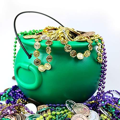 GiftExpress GIFTEXPRESS 8\" Green Cauldron Kettle for St Patrick Day, Mardi Gras, Halloween, Pot of Gold Pot, Lucky Leprechaun Pot, Plastic Cauldron