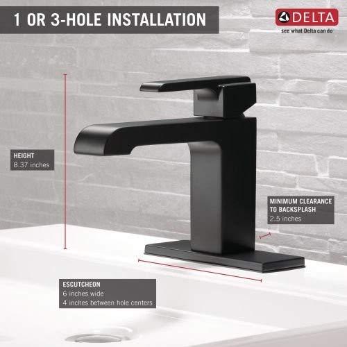DELTA FAUCET Delta Faucet Ara Single Hole Bathroom Faucet, Single Handle Bathroom Faucet Chrome, Bathroom Sink Faucet, Chrome 567LF-LPU
